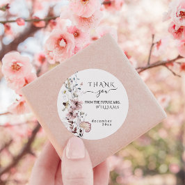 Wilde bloem boho minimalistische moderne Bruidsmei Ronde Sticker