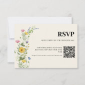 Wilde bloem Boho moderne trouw-QR-code RSVP Kaartje (Voorkant)