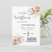 Wilde Bloem Boho Pampas Gras Baby Shower Groene Ti Kaart (Staand voorkant)