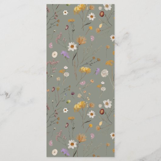 Wilde Bloem Boho Salie Groene Menu (Achterkant)