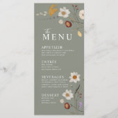 Wilde Bloem Boho Salie Groene Menu (Voorkant)