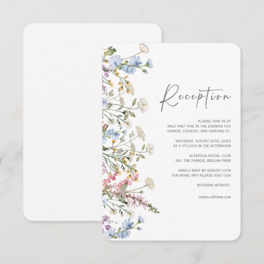 Wilde Bloem Boho Trouwreceptiekaart Kaart (Voorkant / Achterkant)