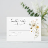Wilde bloem Boho tuin bloem bruiloft RSVP kaart (Staand voorkant)
