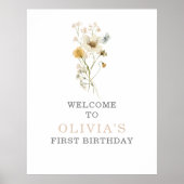 Wilde bloem boho tuin bloem eerste verjaardag poster (Voorkant)