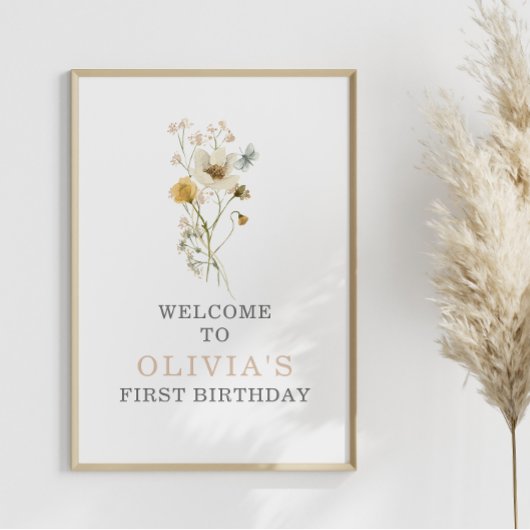 Wilde bloem boho tuin bloem eerste verjaardag poster