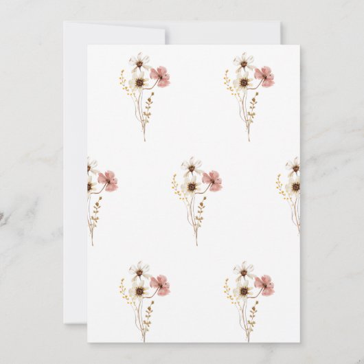 Wilde bloem Boho tuin eerste verjaardag Uitnodigin Kaart (Achterkant)