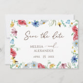 Wilde bloem boho Tuin Horizontaal Bewaar de Datum Save The Date (Voorkant)