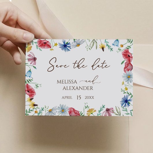 Wilde bloem boho Tuin Horizontaal Bewaar de Datum Save The Date