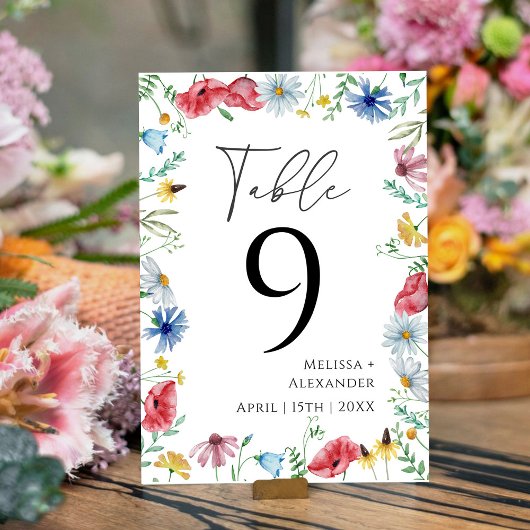 Wilde Bloem Boho Tuin Tafel Nummer Kaart