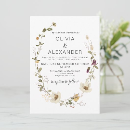 Wilde bloem Boho tuinbloem Wreator Kaart (Staand voorkant)