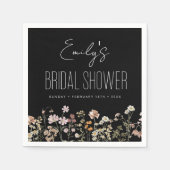 Wilde bloem Boho Vrijgezellenfeest in Bloom Black Servet (Voorkant)