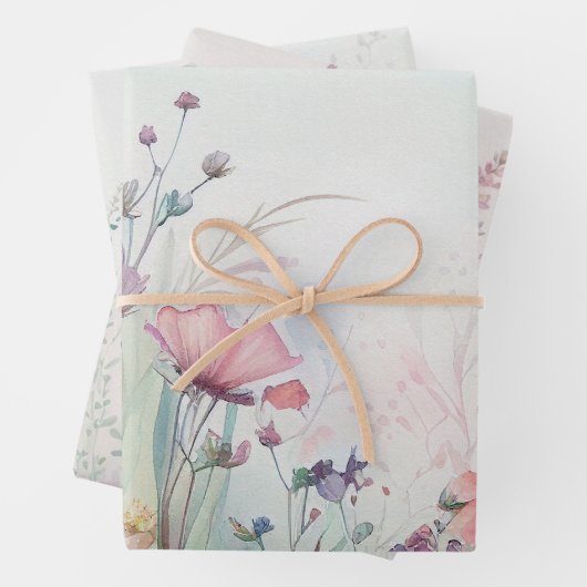 Wilde bloem Boho Waterverf Bruidsfeest Verjaardag  Inpakpapier Vel (In situ)