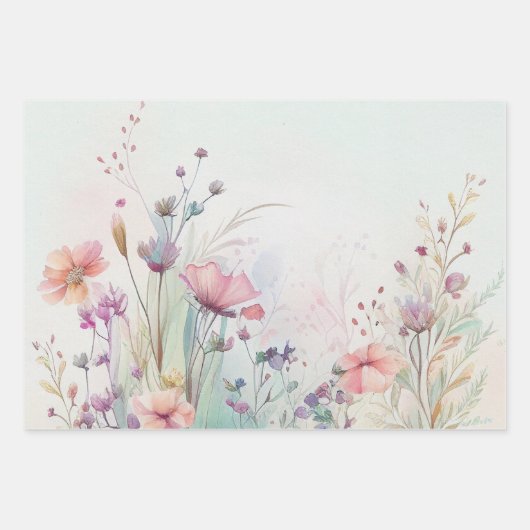 Wilde bloem Boho Waterverf Bruidsfeest Verjaardag  Inpakpapier Vel (Voorkant)