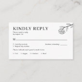 Wilde Bloem Boho Zwart Witte Trouw RSVP Informatiekaartje (Voorkant)