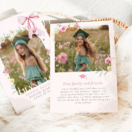 Wilde Bloem Boog Afstudeerfoto Bedankkaart