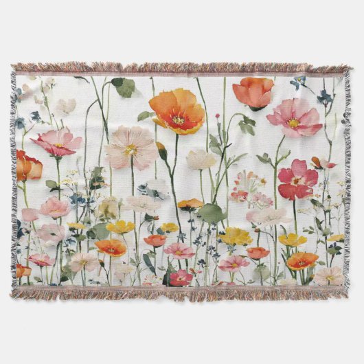 Wilde Bloem Botanische Aquarel  Deken (Voorkant)