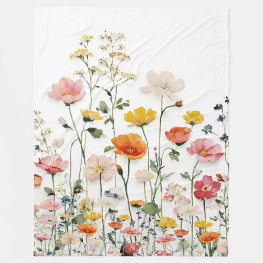 Wilde Bloem Botanische Aquarel Fleece Deken (Voorkant)