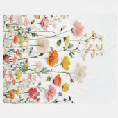 Wilde Bloem Botanische Aquarel Fleece Deken (Voorkant (Horizontaal))