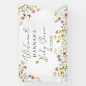 Wilde bloem Botanische Baby shower Welkomstbanner Spandoek (Verticaal)
