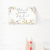 Wilde bloem Botanische Baby shower Welkomstbanner Spandoek (Insitu)