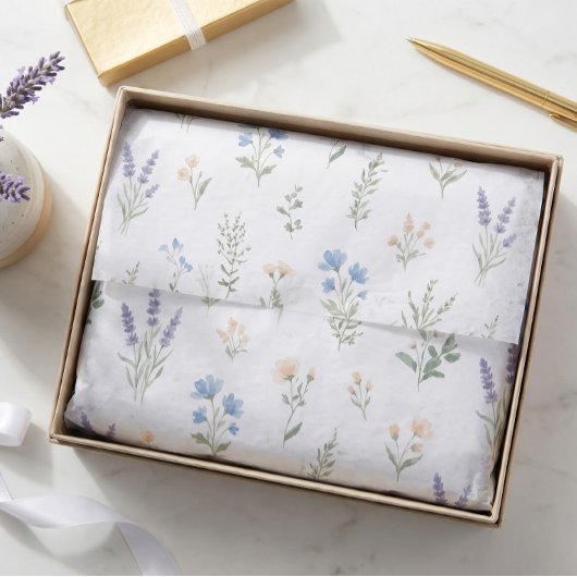 Wilde Bloem Botanische Blauwe Lavendel Bloem Boho Tissuepapier
