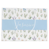 Wilde Bloem Botanische Blauwe Lavendel Monogramnaa Groot Cadeauzakje (Achterkant)