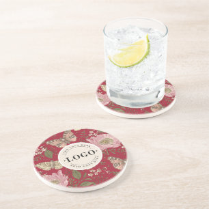 Wilde Bloem Botanische Bloemige Monogram Zakelijk  Zandsteen Onderzetter