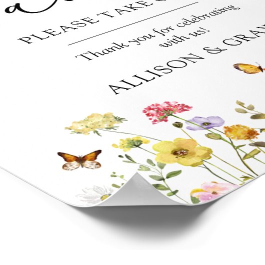 Wilde bloem Botanische Boho Wedding Favor Table Si Poster (Hoek)