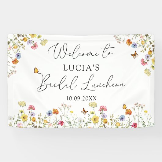 Wilde bloem Botanische Bridal Luncheon Welkom Spandoek (Horizontaal)