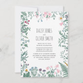 Wilde bloem Botanische Floral Weddenschap Kaart (Voorkant)
