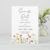 Wilde bloem Botanische kleurrijke flora sparen de  Save The Date (Staand voorkant)