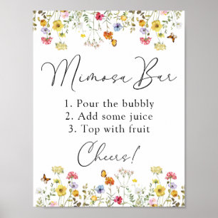 Wilde bloem Botanische Mimosa Brunch Bar Poster