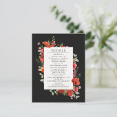 Wilde bloem Botanische papaverdonkerbruine bruilof Informatiekaartje (Staand voorkant)