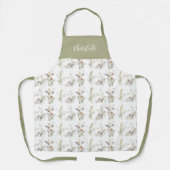 Wilde Bloem Botanische Schrift Personaliseerbaar Schort (Voorkant)