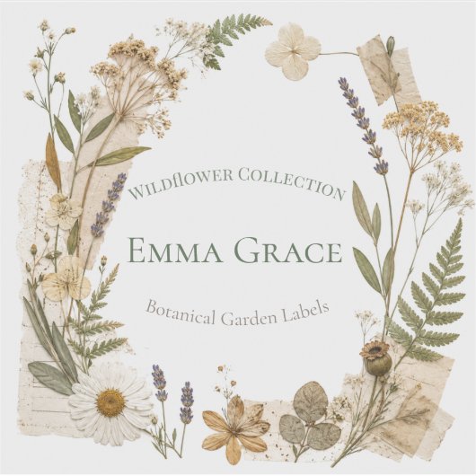 Wilde Bloem Botanische Stickers | Boho Tuinlabels (Voorkant)