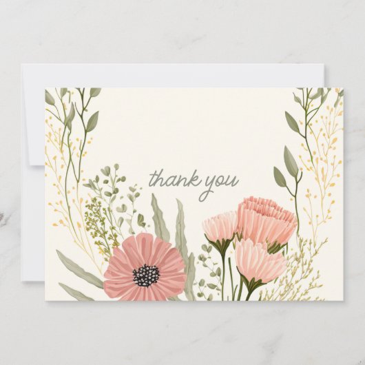Wilde bloem Botanische Tuinbruiloft Hartelijk dank Bedankkaart (Voorkant)
