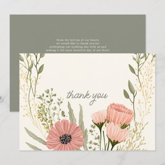 Wilde bloem Botanische Tuinbruiloft Hartelijk dank Bedankkaart (Voorkant / Achterkant)