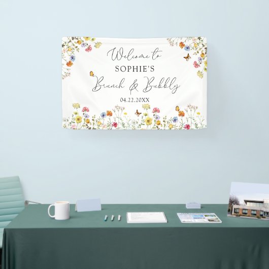 Wilde bloem Botanische Welkom Brunch & Bubble Sign Spandoek (Beurs)