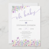 Wilde bloem Boterfly Garden Lavender Baby shower Kaart (Voorkant)