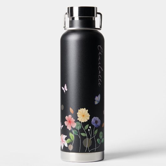 Wilde bloem Boterfly Garden Waterfles (Achterkant)