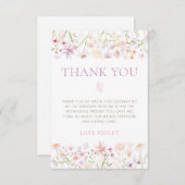 Wilde bloem Boterfly Girls 1ste verjaardag Bedankkaart (Voorkant / Achterkant)