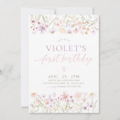 Wilde bloem Boterfly Girls 1ste verjaardag Kaart (Voorkant)