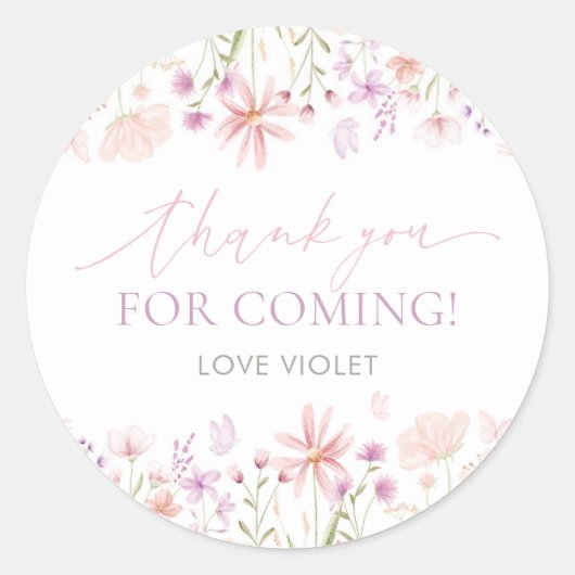 Wilde bloem Boterfly Girls 1ste verjaardag Ronde Sticker (Voorkant)