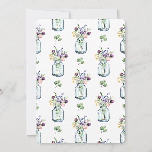 Wilde bloem Boterfly Glass Jar Bohemian Bouquet Kaart (Achterkant)