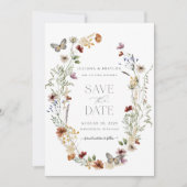 Wilde bloem Boterfly Simple Floral Save The Date (Voorkant)