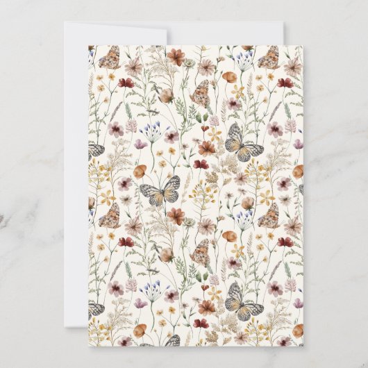 Wilde bloem Boterfly Simple Floral Save The Date (Achterkant)