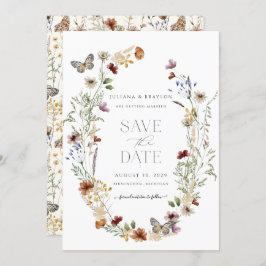Wilde bloem Boterfly Simple Floral Save The Date