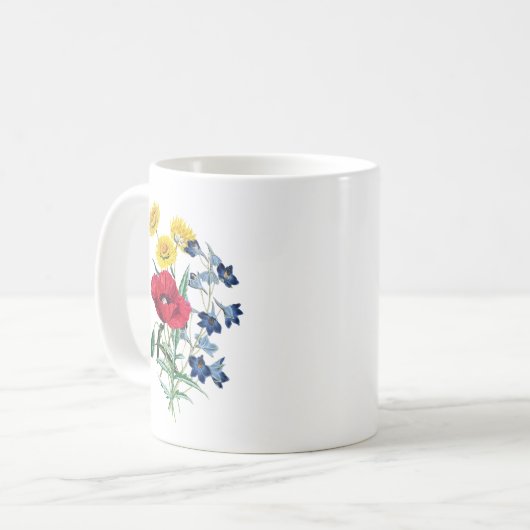 Wilde bloem Bouquet, papaver Botanische illustrati Koffiemok (Voorkant links)