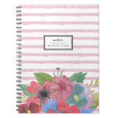 Wilde bloem Bouquet Waterverf Stripe Notitieboek (Voorkant)