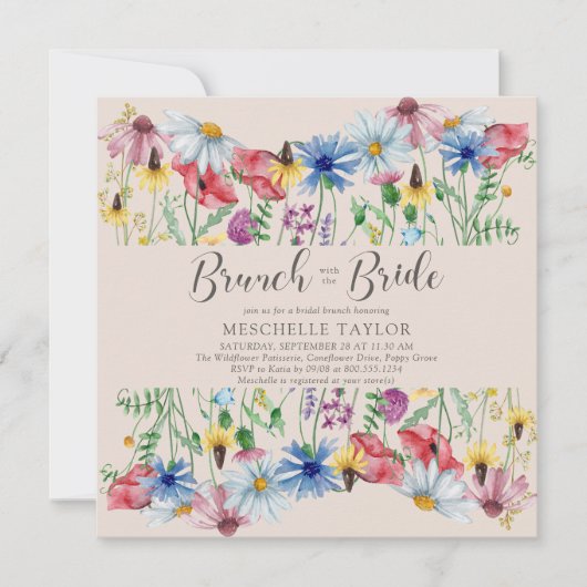 Wilde bloem Bridal Brunch met de Bride Floral Kaart (Voorkant)